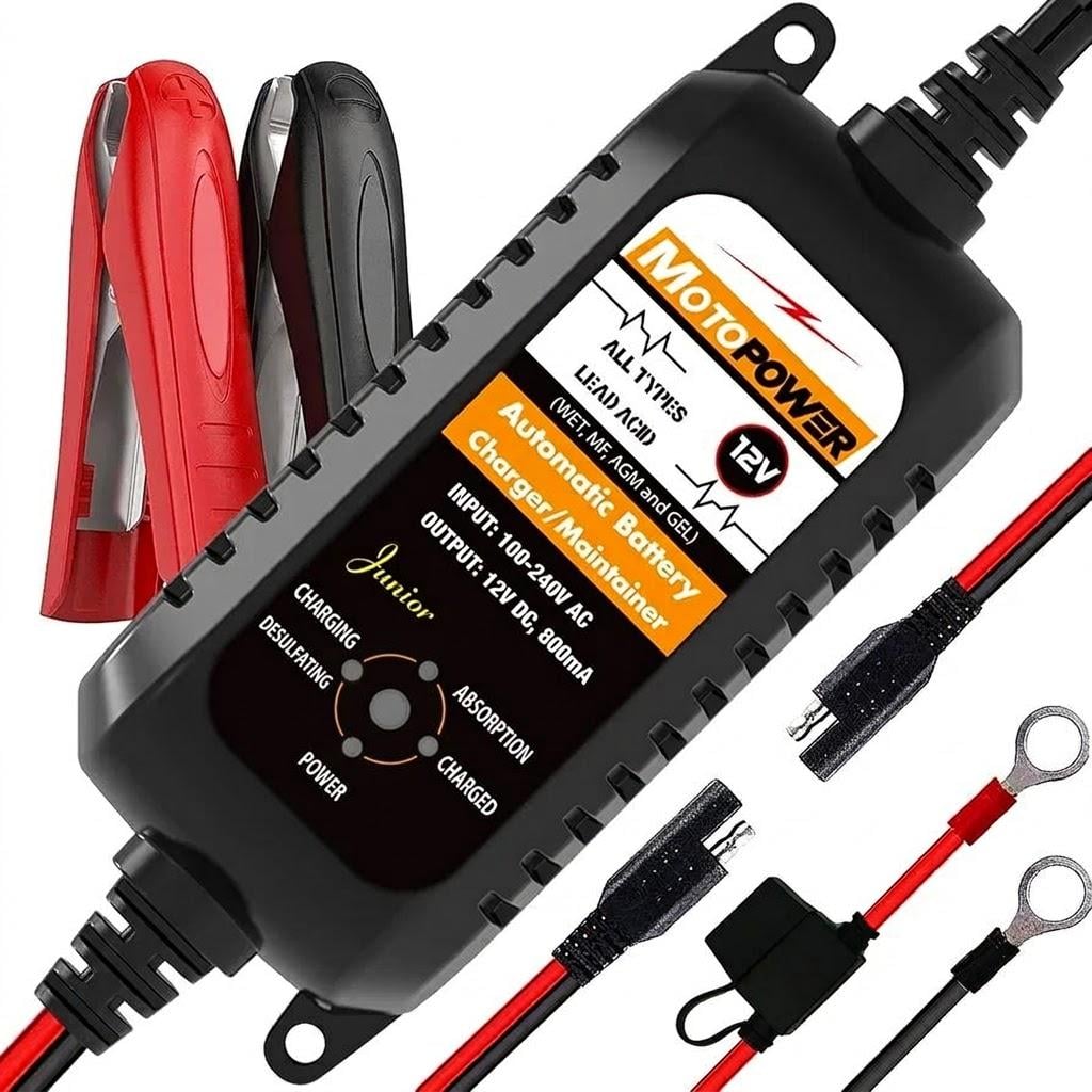 Зарядний пристрій MOTOPOWER MP00205A 12V 800mA автоматичний для обслуговування АКБ з функцією десульфатації (33543089)