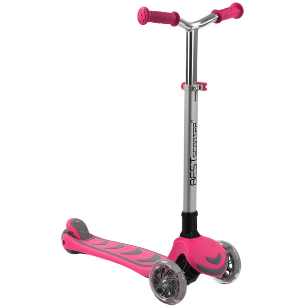 Самокат трехколесный Best Scooter Y-00211/4 складной алюминиевый руль/4/колеса PU со светом d 12 см (25104295)