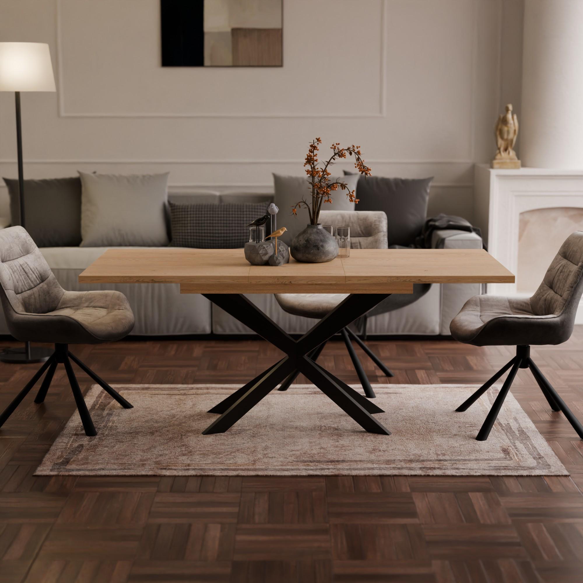 Обеденный стол раздвижной Спайдер ДСП 1400x800 мм Дуб кремона Торро/Черный (9197711) - фото 4 Обеденный стол раздвижной Спайдер ДСП 1400x800 мм Дуб кремона Торро/Черный (9197711) - фото 4