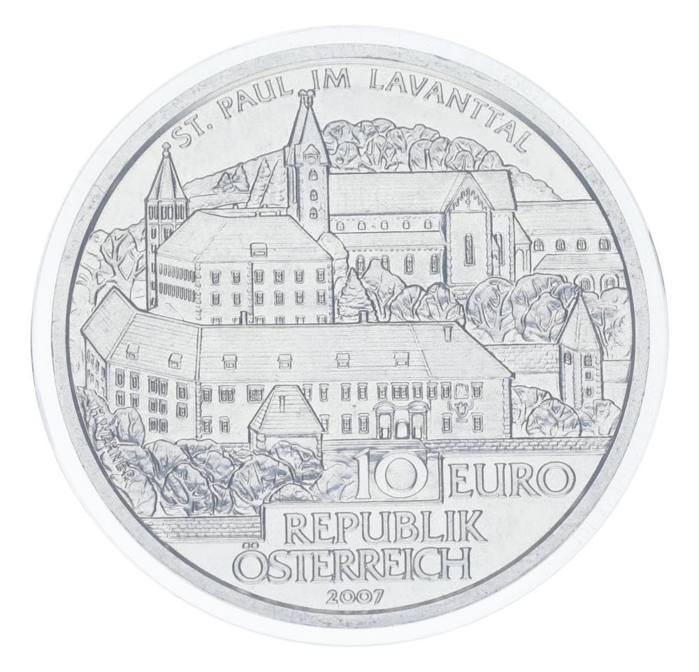Колекційна монета Австрія 10 євро 2007 срібло AU-UNC Санкт-Пауль-ім-Лаванттталь Ag 925 17,3 г (М23026)