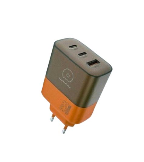 Зарядное устройство Wuw C215 Charger 2xType-C USB 65W Brown/Orange (C215BO)