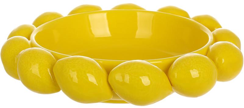 Фруктовка фарфоровая Lemon с рельефным декором 24х6 см