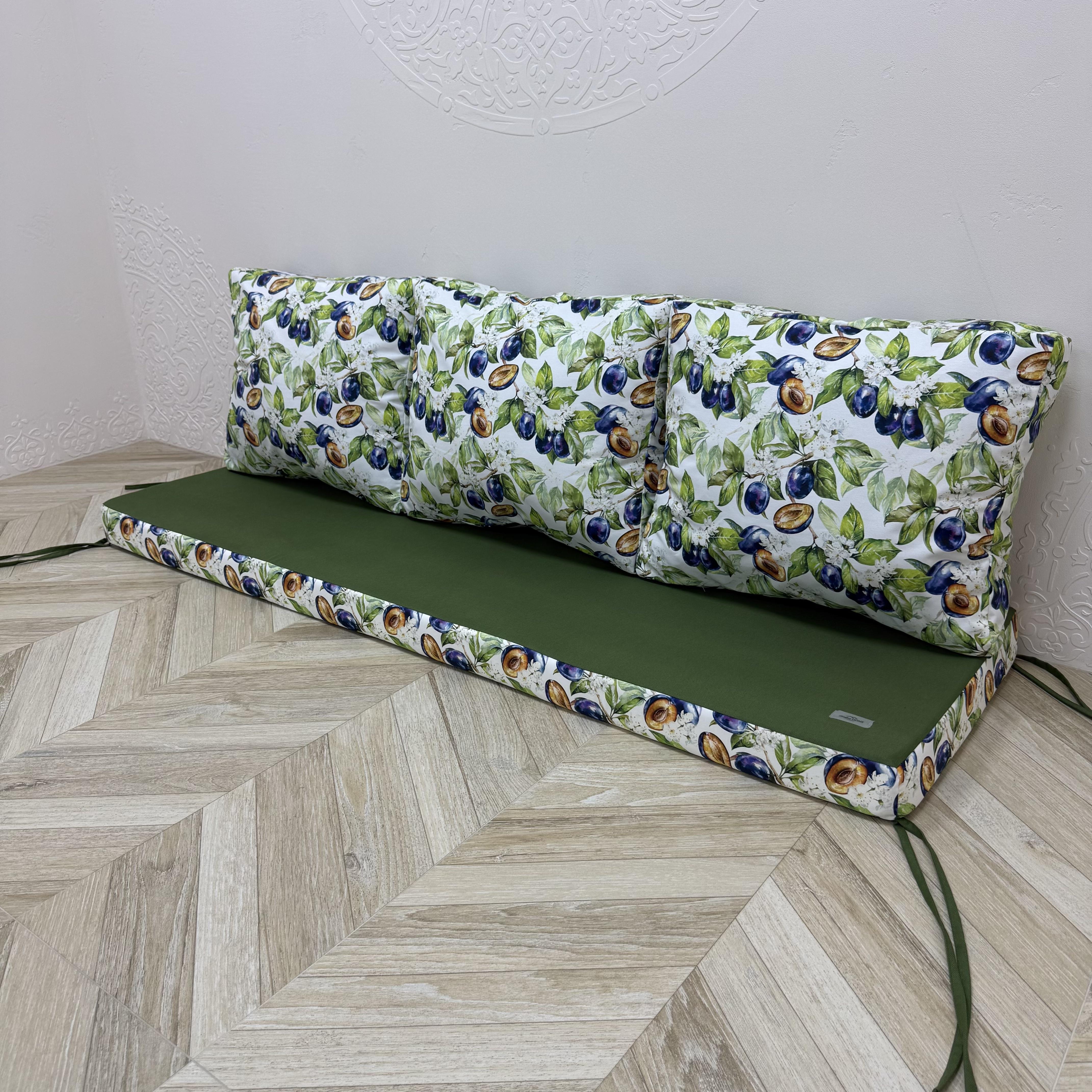 Комплект матрас с подушками Comfort Home Plums на поддоны/качели/каркасы/садовая мебель панама 120х60х40х5 см