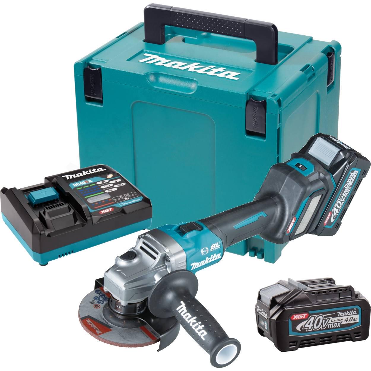 Аккумуляторная угловая шлифмашина Makita GA023GM201 XGT (40В, 125мм, 4 Ач) болгарка шлифмашинка УШМ + 2 АКБ BL4040 и зарядное устройство DC40RA (4759)