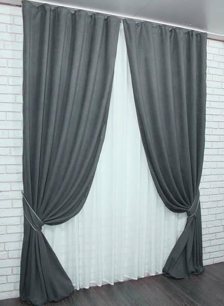 Комплект штор Petek-люкс микровелюр 1,5х2,7 м 2 шт. Графитовый