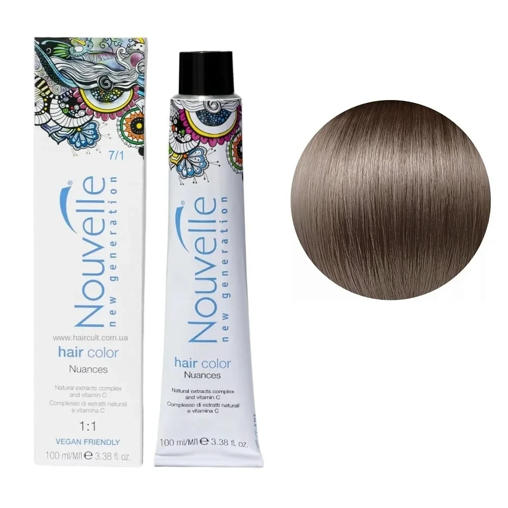 Краска для волос Nouvelle Hair Color 7/1 Средне-пепельный русый 100 мл