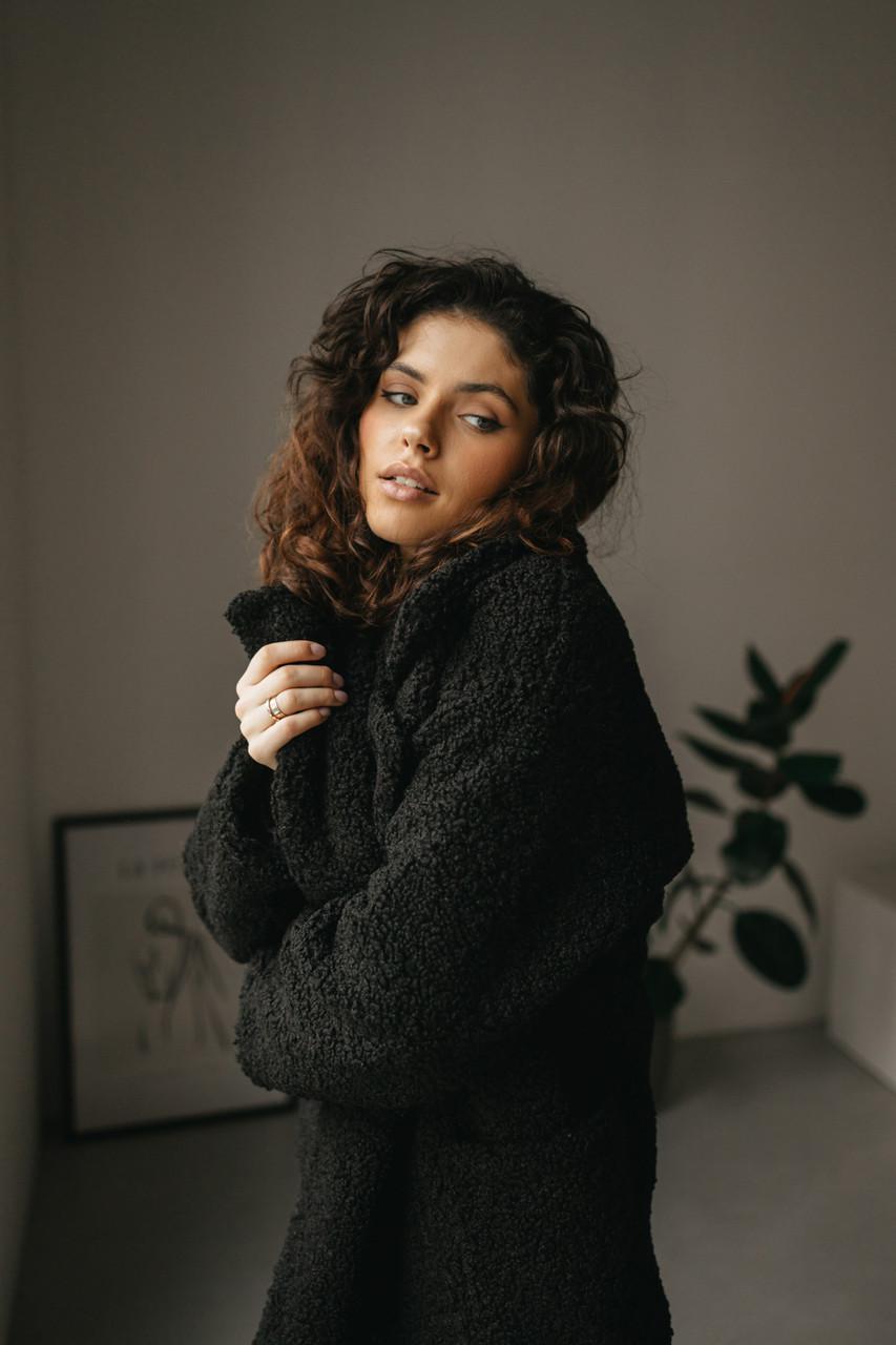 Пальто-шуба жіноче з еко-букле L-XL Чорний (2738197124) - фото 4 Пальто-шуба жіноче з еко-букле L-XL Чорний (2738197124) - фото 4