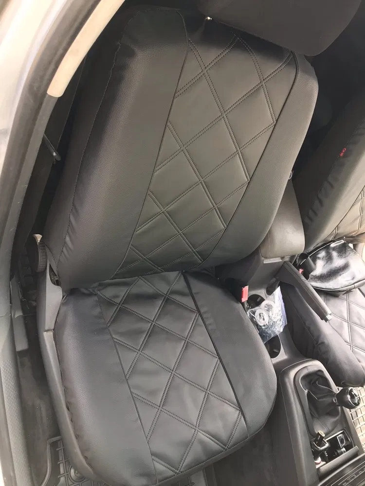 Авточехлы на передние сиденья Pok-Ter для Seat Leon 1998-2005 эко-кожа Elit Черный (2149199) - фото 3