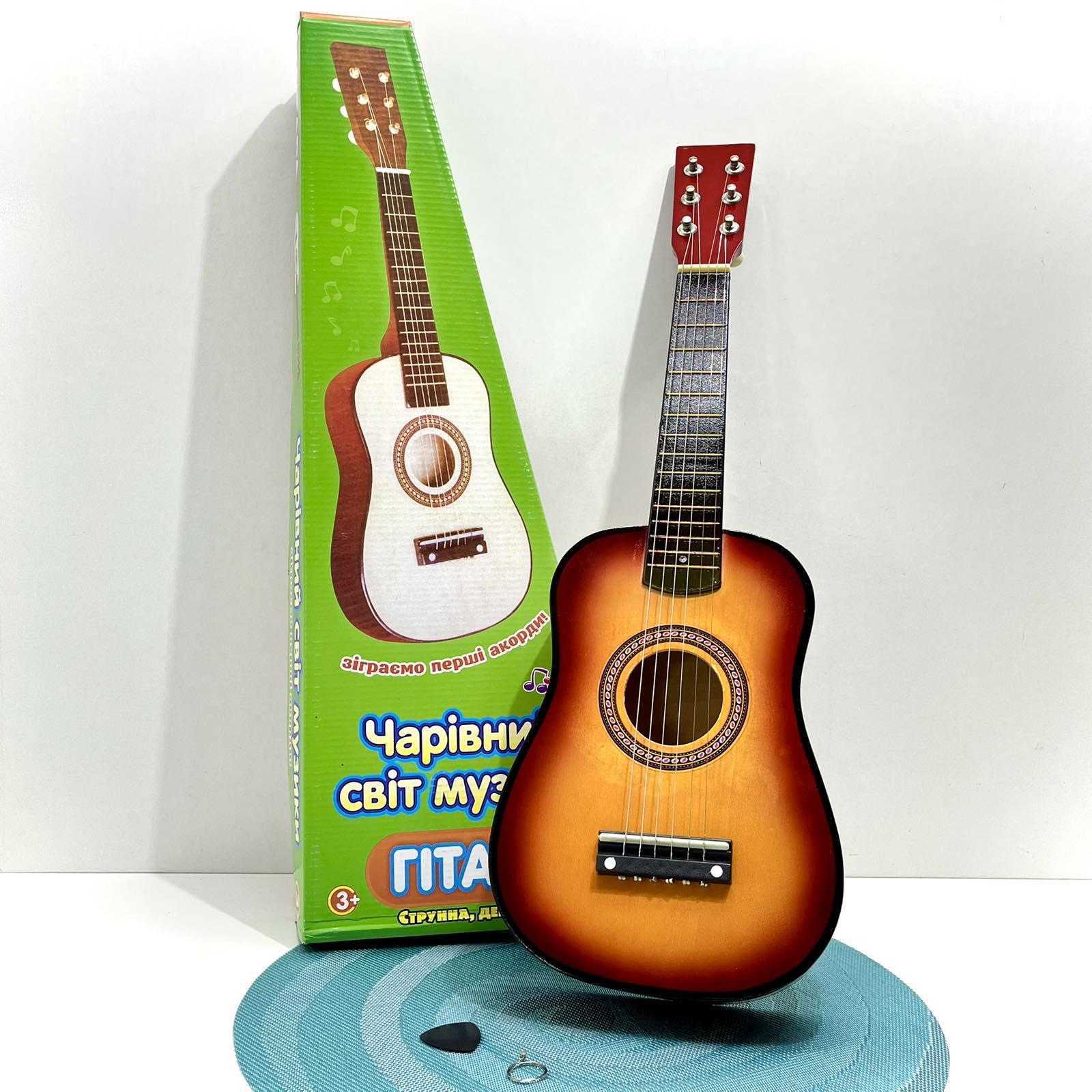 Гітара дерев'яна дитяча 6 струн Жовто-червоний (M 1369) - фото 8 Гітара дерев'яна дитяча 6 струн Жовто-червоний (M 1369) - фото 8