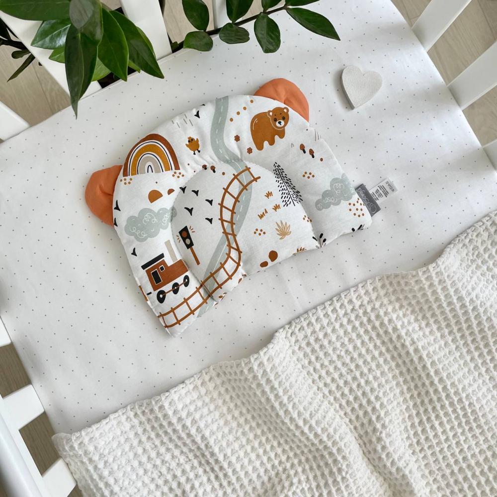 Подушка-позиционер детская Железная дорога с ушками 28х21 см Терракот Подушка-позиционер детская Железная дорога с ушками 28х21 см Терракот