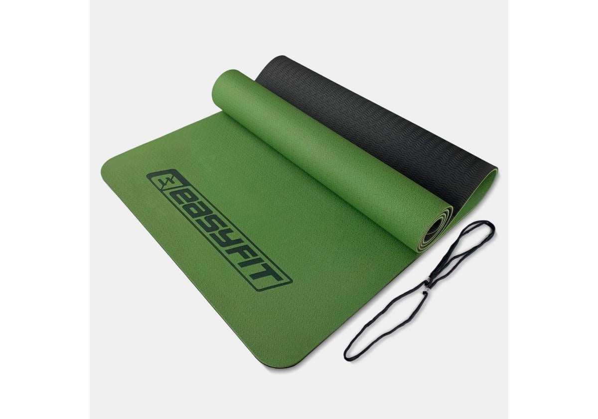 Коврик для йоги и фитнеса EasyFit TPE/TC двухслойный 6 мм Зеленый/Черный (EF-1924-GNBK)