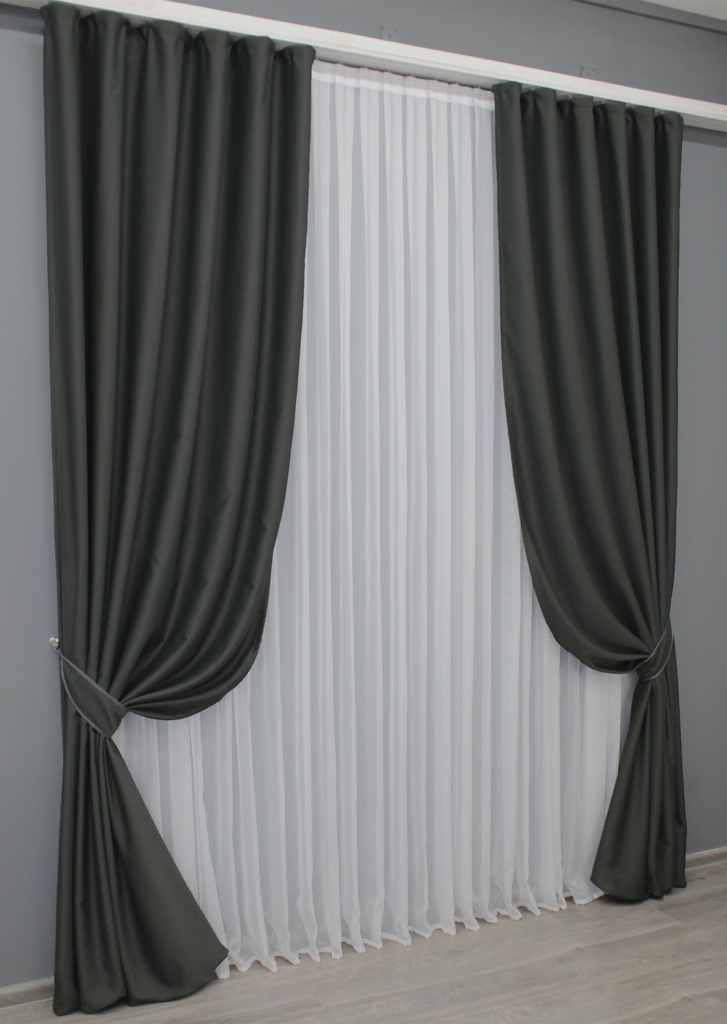 Комплект готових штор VR-Textil Блекаут Midnight № 1400ш 150х290 см 2 шт. Темно-сірий (33-0264) - фото 2 Комплект готових штор VR-Textil Блекаут Midnight № 1400ш 150х290 см 2 шт. Темно-сірий (33-0264) - фото 2