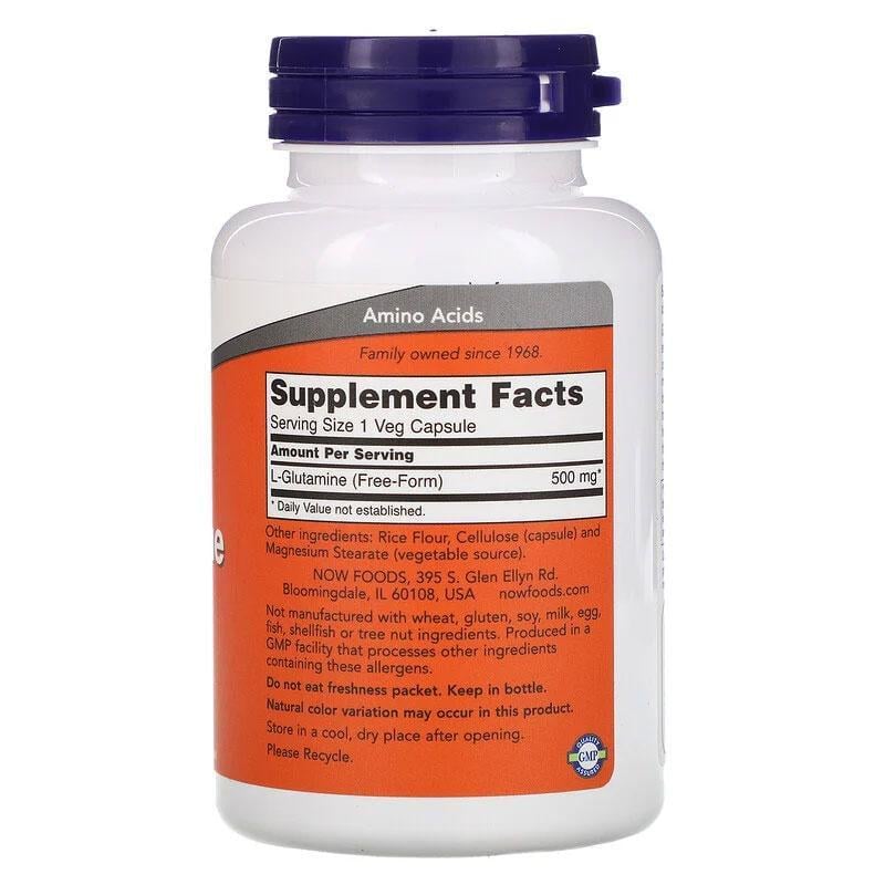 Глютамин Now Foods L-Glutamine 500 мг для укрепления иммунитета 120 растительных капс. - фото 2