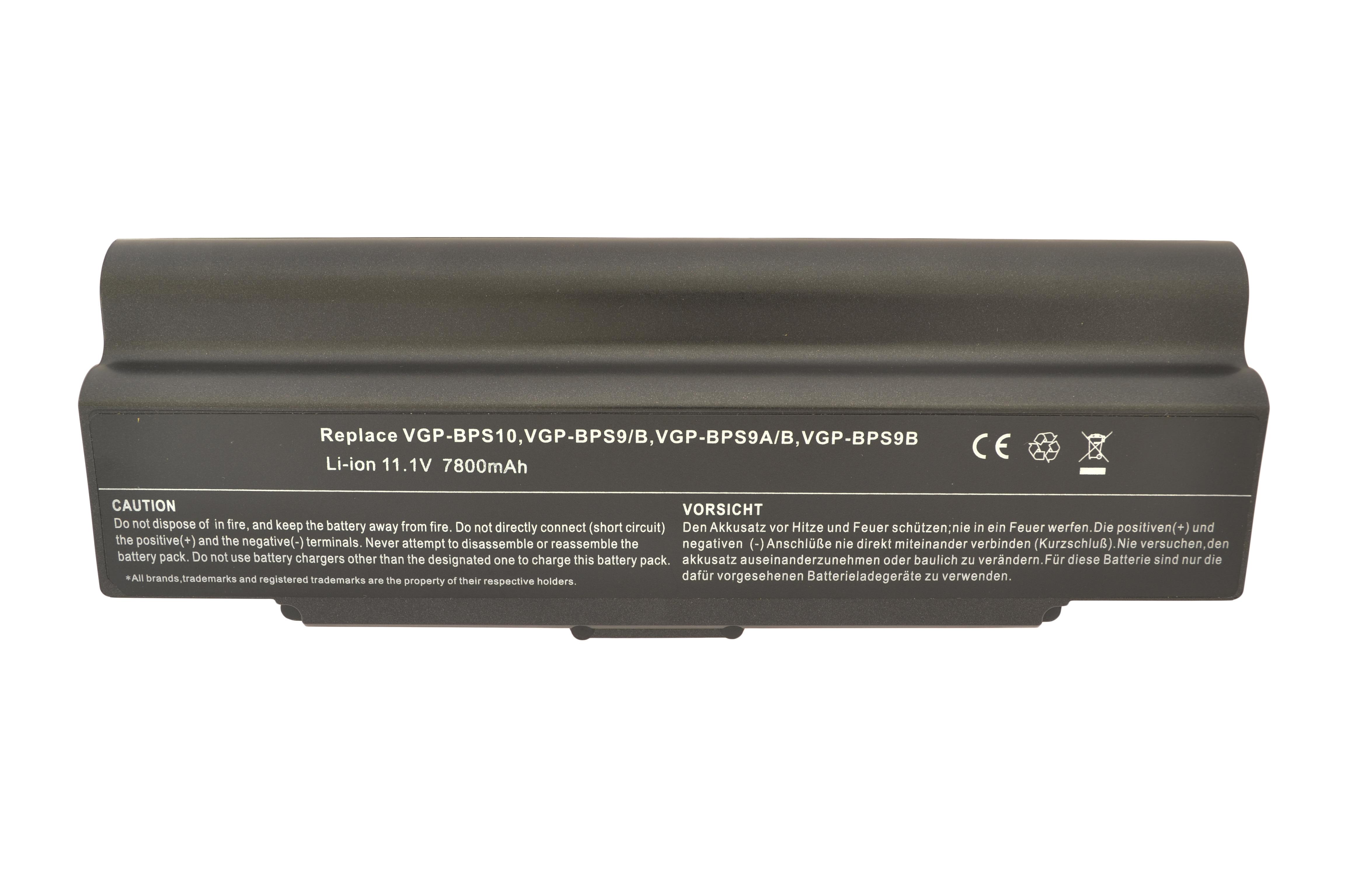 Аккумулятор для ноутбука Sony VGP-BPS9B VAIO VGN-NR260E 11,1 V 7800 mAh (002927)