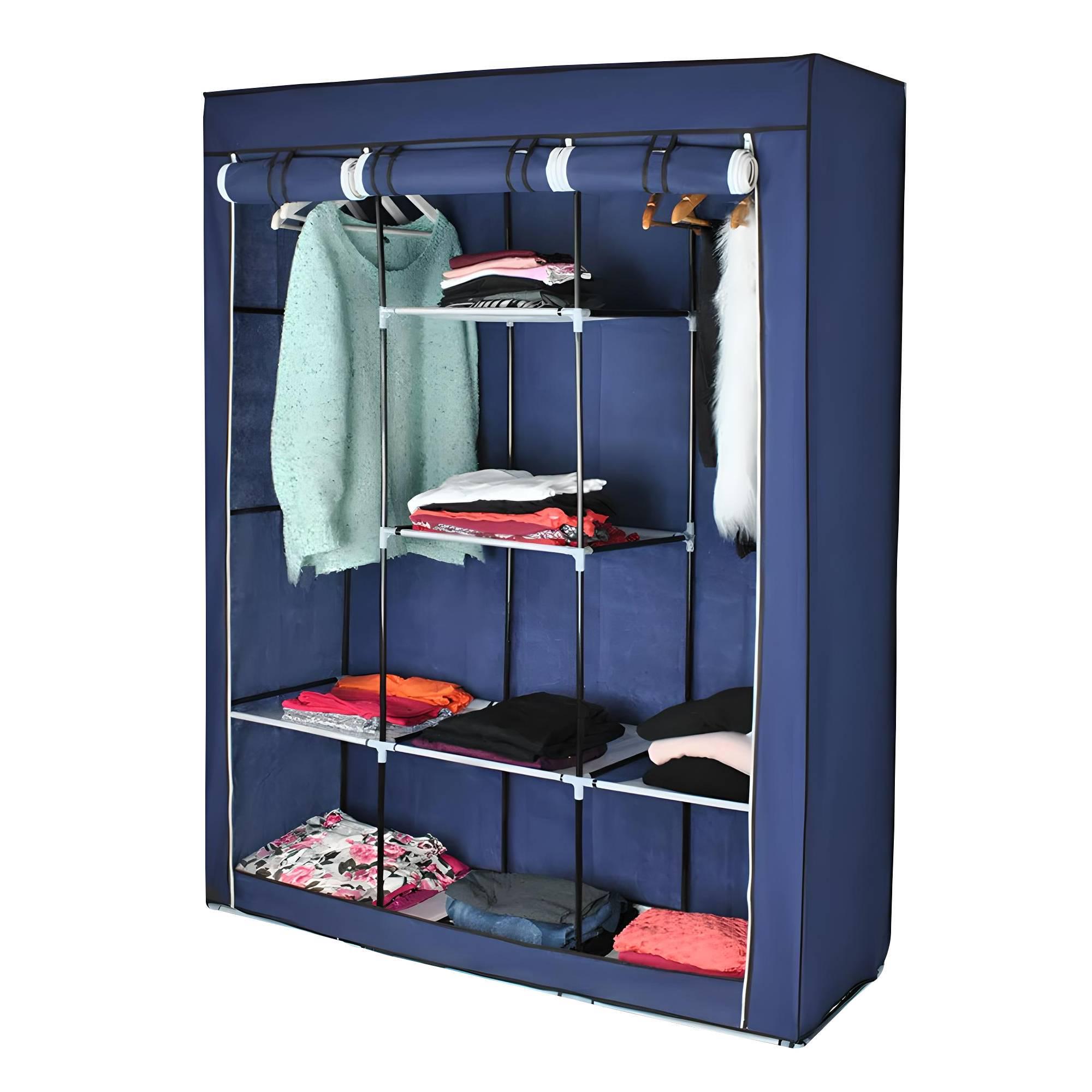 Тканинна шафа на 3 секції Storage Wardrobe 88130 Синій (N-14)