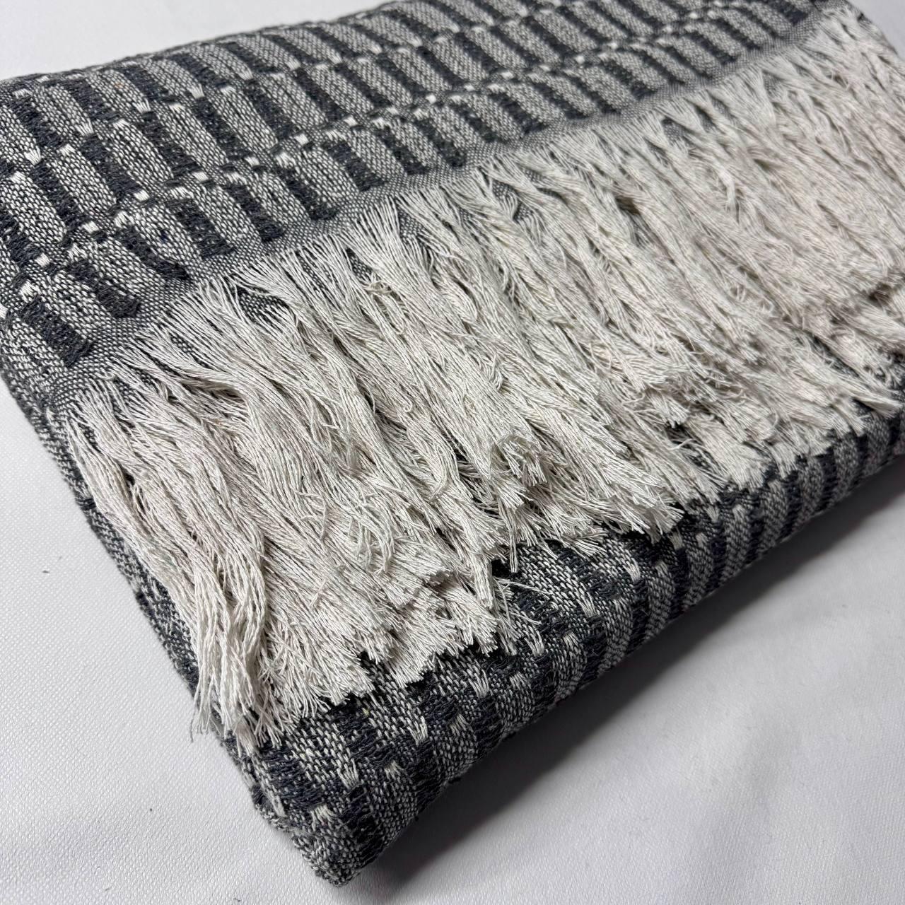 Плед Геометрія шахматка 220x230 см Сірий (32615262)