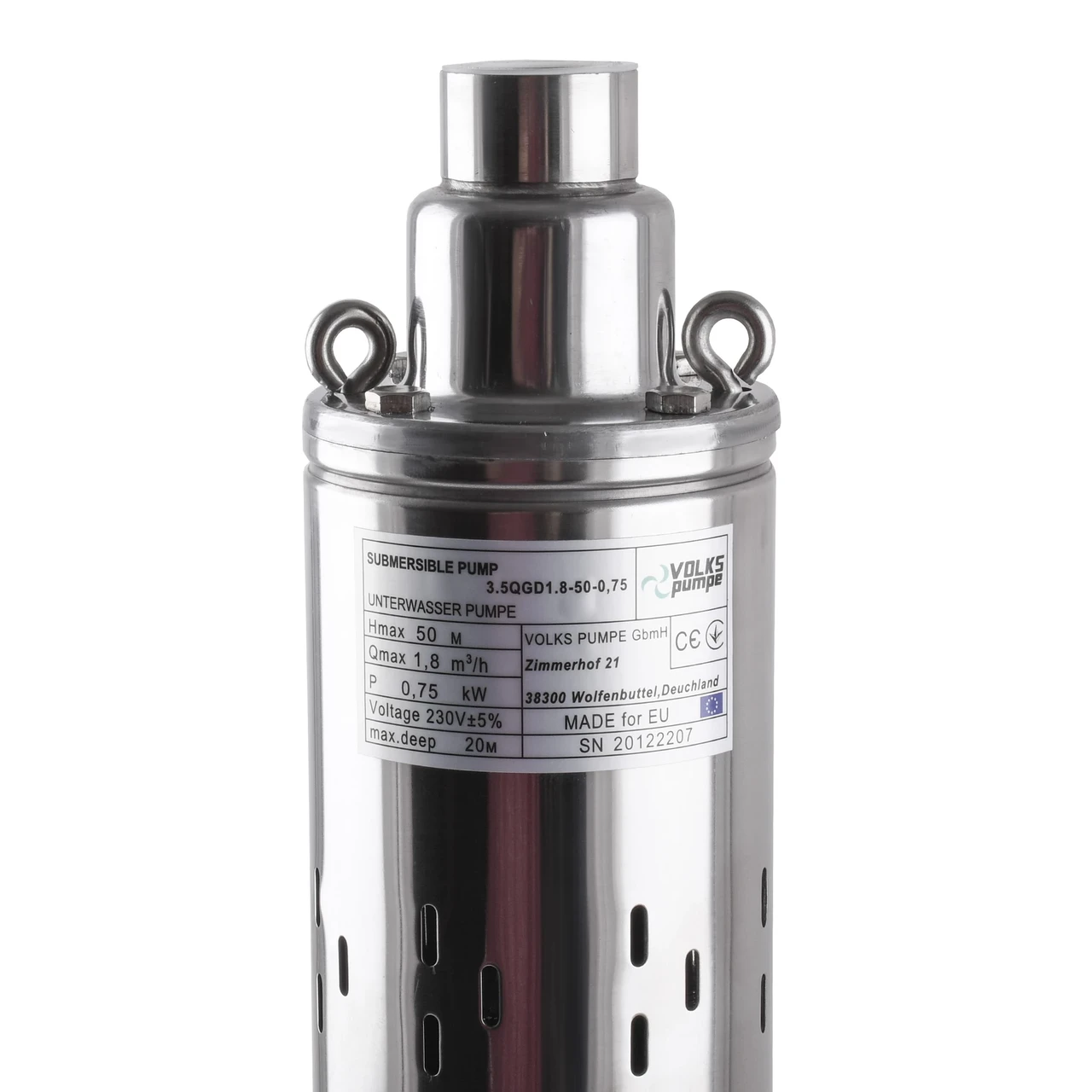 Насос скважинный шнековый VOLKS pumpe 3,5 QGD 1,8-50-0,75 кВт и кабель 15 м/3,5" (24209691) - фото 3 Насос скважинный шнековый VOLKS pumpe 3,5 QGD 1,8-50-0,75 кВт и кабель 15 м/3,5" (24209691) - фото 3