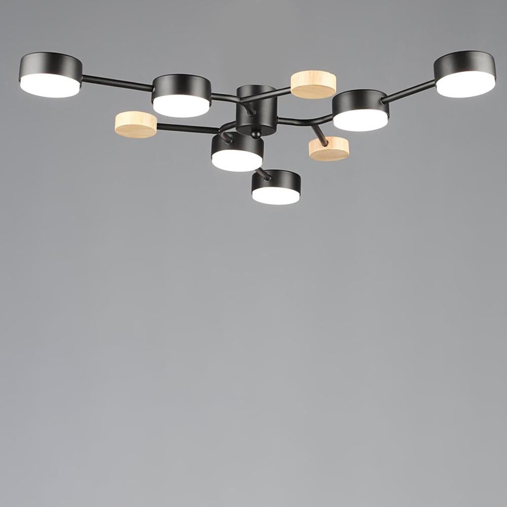 Люстра потолочная Light House SRS-20353/6 BK/WOOD под лампы GX53 Черный/Дерево