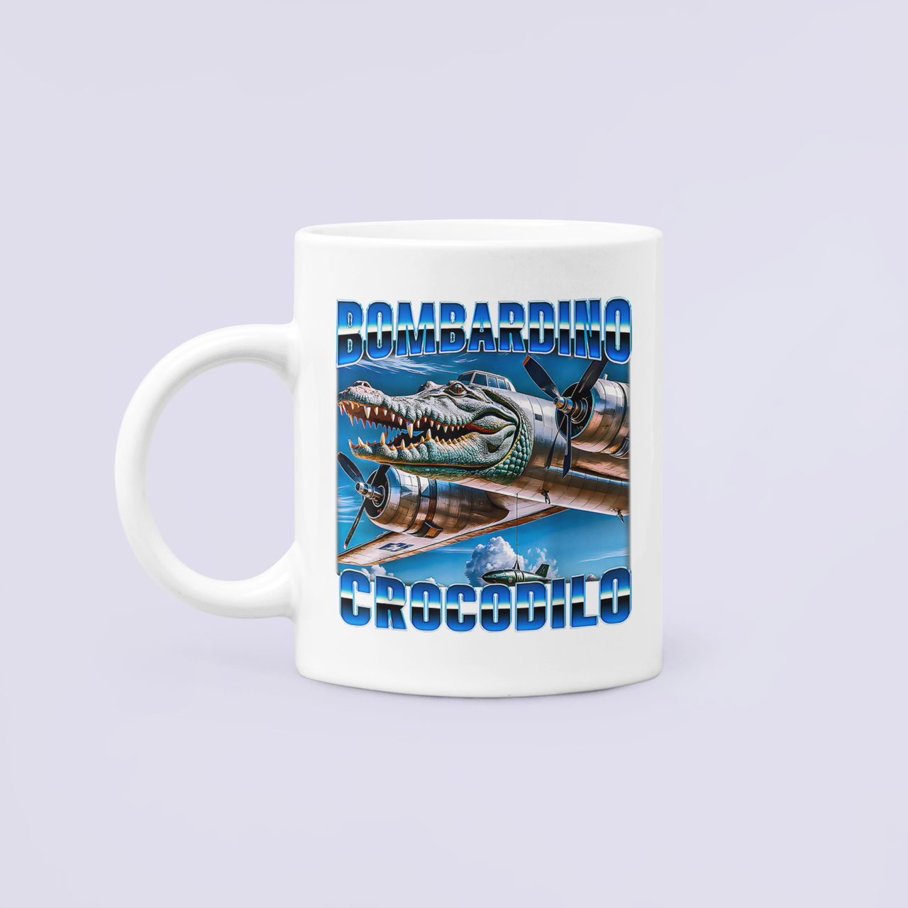 Чашка керамическая с принтом Бомбардино Крокодило Итальянский Brainrot 330 мл Белый