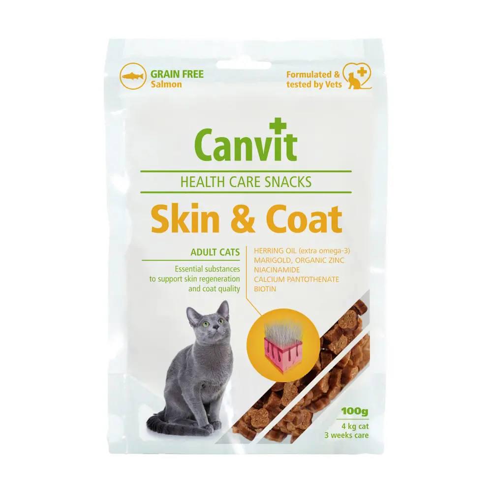 Ласощі для здоров'я шкіри і шерсті у котів Canvit Skin & Coat зі смаком лосося 100 г (514076)