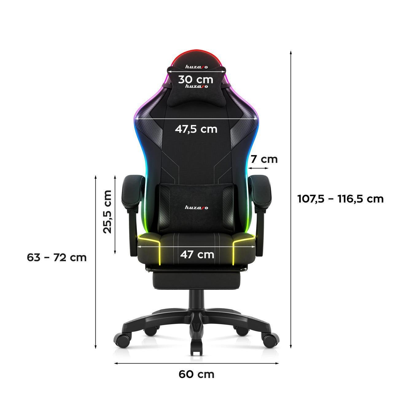 Крісло комп'ютерне Huzaro Force 3.7 RGB тканина Black (29953260) - фото 9 Крісло комп'ютерне Huzaro Force 3.7 RGB тканина Black (29953260) - фото 9