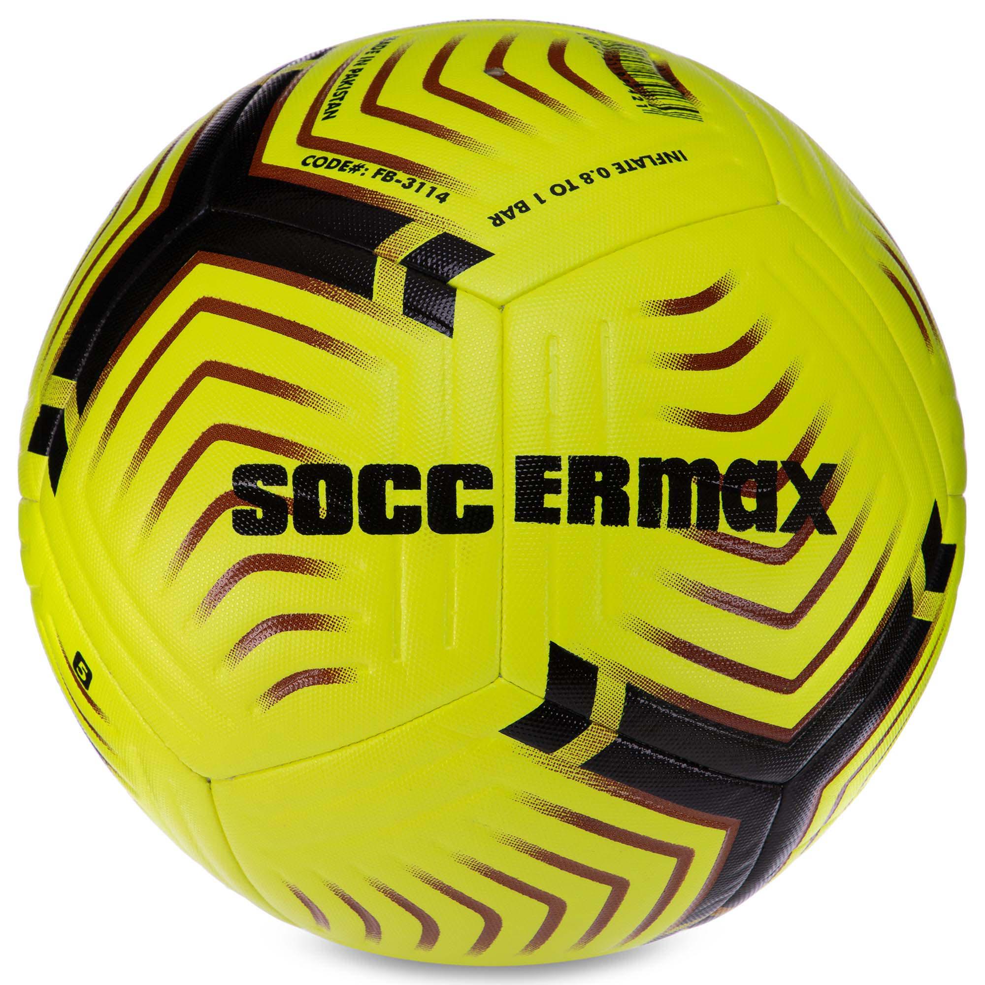 Мяч футбольный Zelart HYBRID SOCCERMAX FIFA FB-3114 №5 PU Желтый/Черный/Зеленый (DR008110)