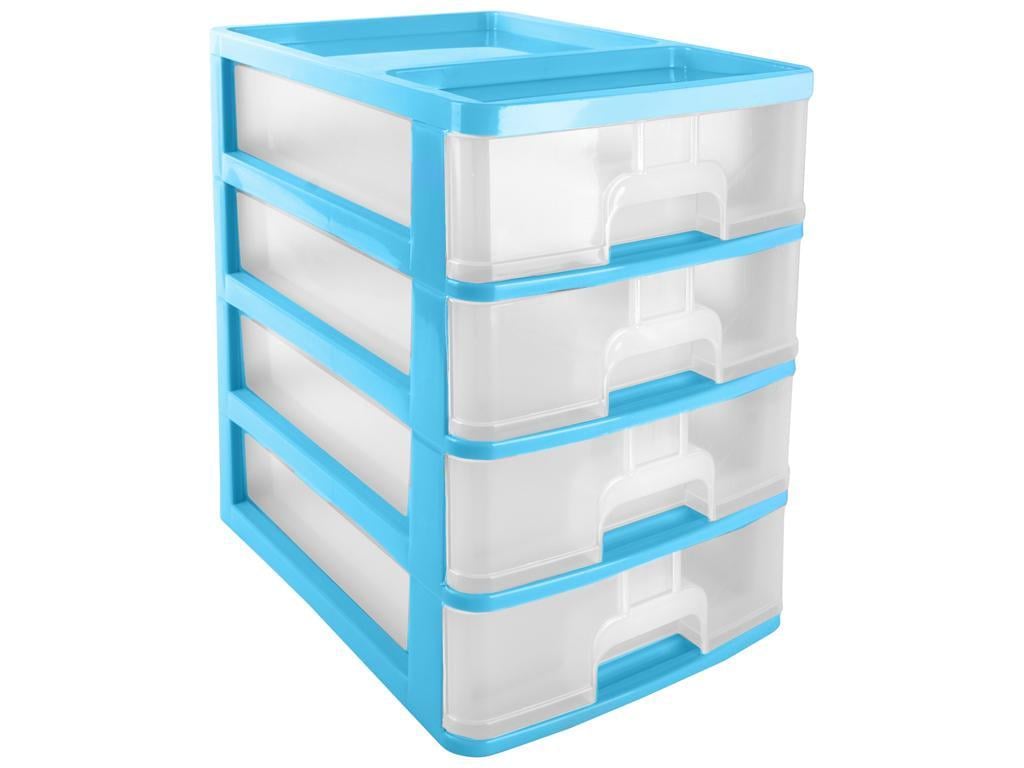 Комод канцелярский школьный Консенсус А4 4 ящика пластиковый 38х25х35 см Голубой (33269999)