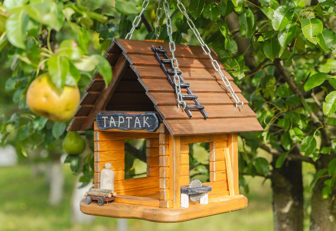 Кормушка для птиц подвесная Тартак из дерева 29×27×34 см