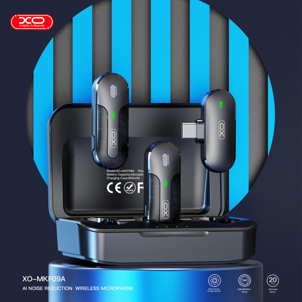 Микрофон беспроводной Xo петличный Type-C 1in2 с зарядным кейсом (MKF09A) - фото 5