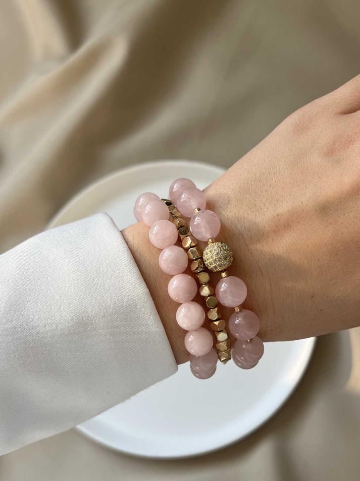 Сет із браслетів 3 шт. Рожево-золотий (4639) Сет із браслетів 3 шт. Рожево-золотий (4639)