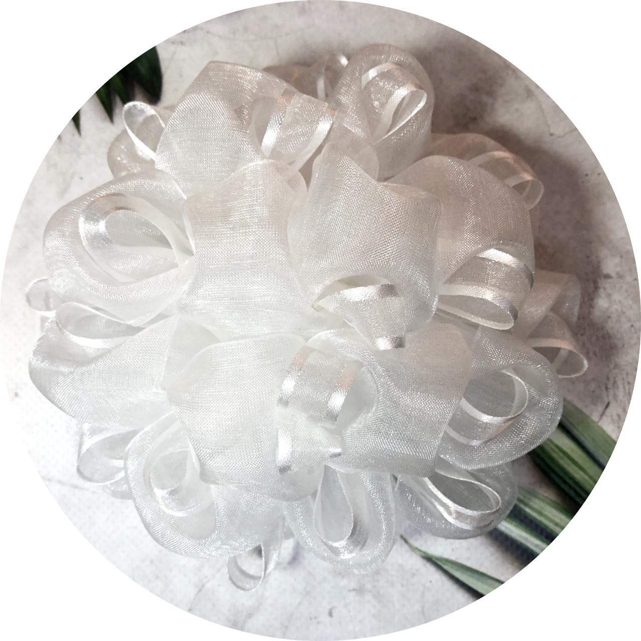 Бантик для волос детский на резинке D15 см Белый (101973)