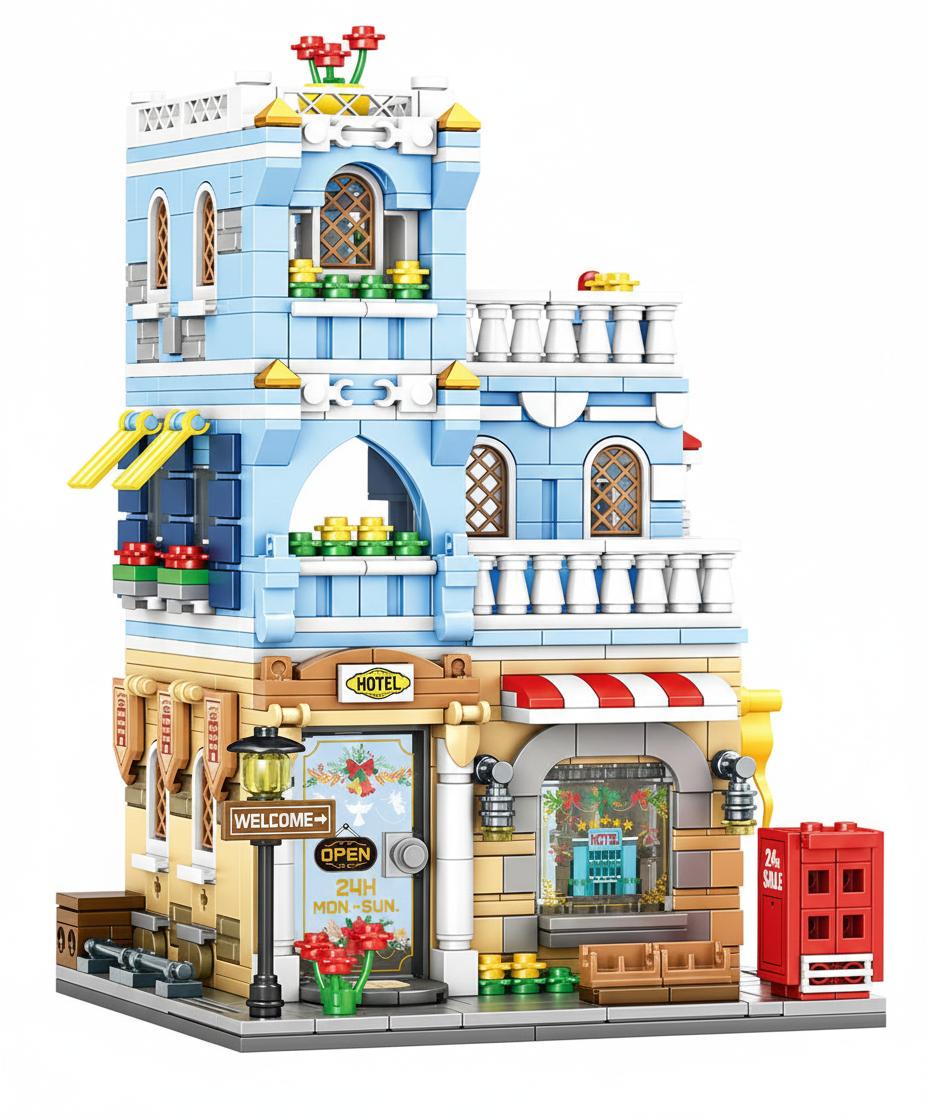 Дитячий конструктор Міський готель Hotel 713 деталей Різнокольоровий - фото 1