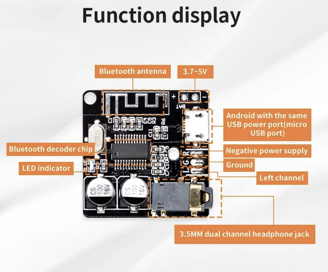 Модуль стерео аудио Bluetooth 5.0 XY-BT-Mini VHM-314 - фото 4