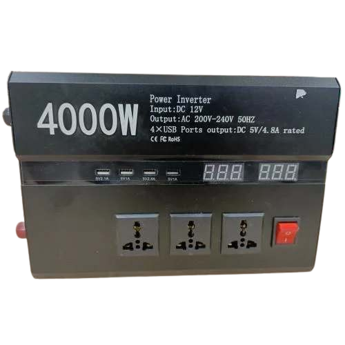 Інвертор-перетворювач напруги 4000W 4 USB порти 3 розетки 220 V