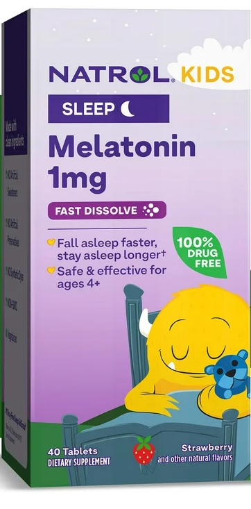 Мелатонин Natrol быстро растворяется для детей со вкусом клубники от 4 лет 30 таблеток