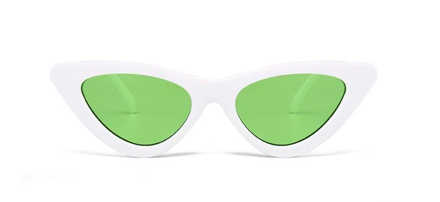 Очки треугольные солнцезащитные Кошачий глаз Белый/Зеленый