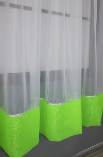 Гардина на кухню шифон 280х170 см Неоново-салатовый/Белый (047к) - фото 3 Гардина на кухню шифон 280х170 см Неоново-салатовый/Белый (047к) - фото 3