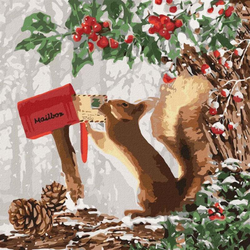 Картина по номерам Идейка Маленький бельченок 40x40 см (KHO4095)