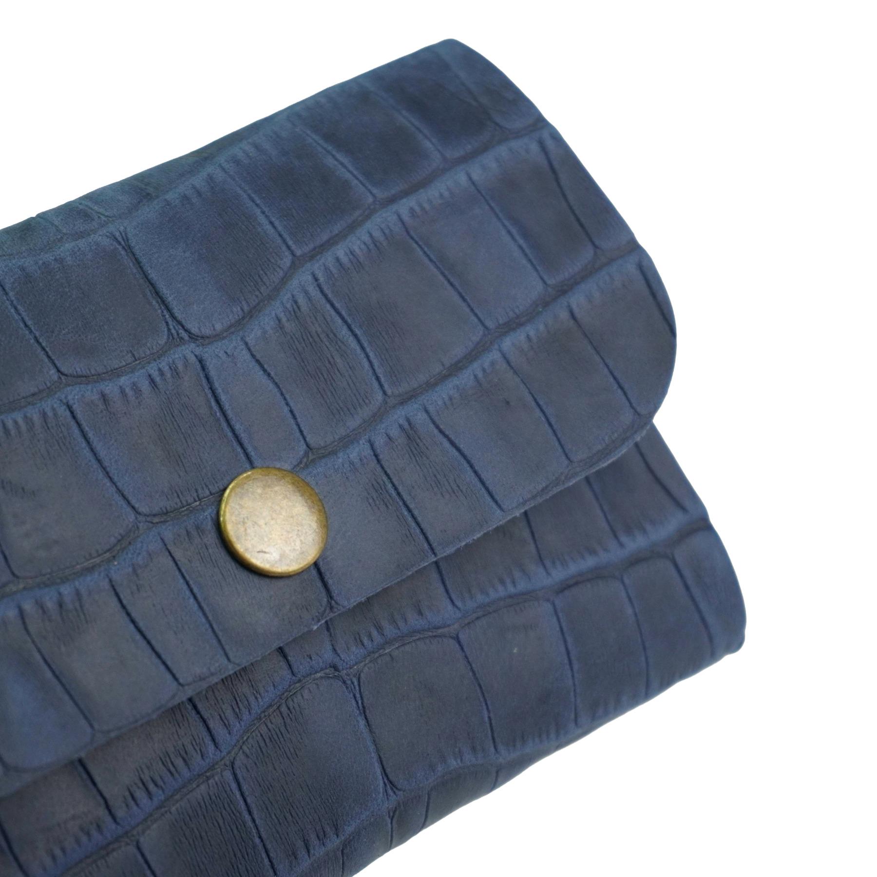 Кошелек кожаный Крокодил Mini-02 Синий - фото 4 Кошелек кожаный Крокодил Mini-02 Синий - фото 4