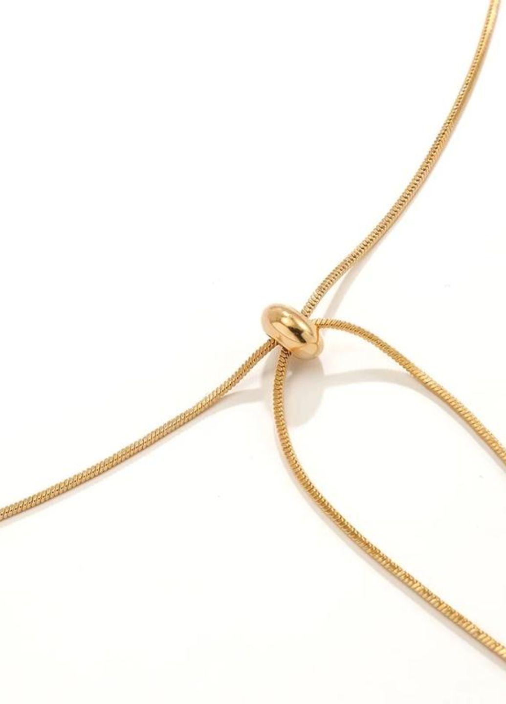 Ланцюжок-краватка жіноча з намистинками регулюється Fashion Jewelry Золотистий (15860) - фото 3 Ланцюжок-краватка жіноча з намистинками регулюється Fashion Jewelry Золотистий (15860) - фото 3