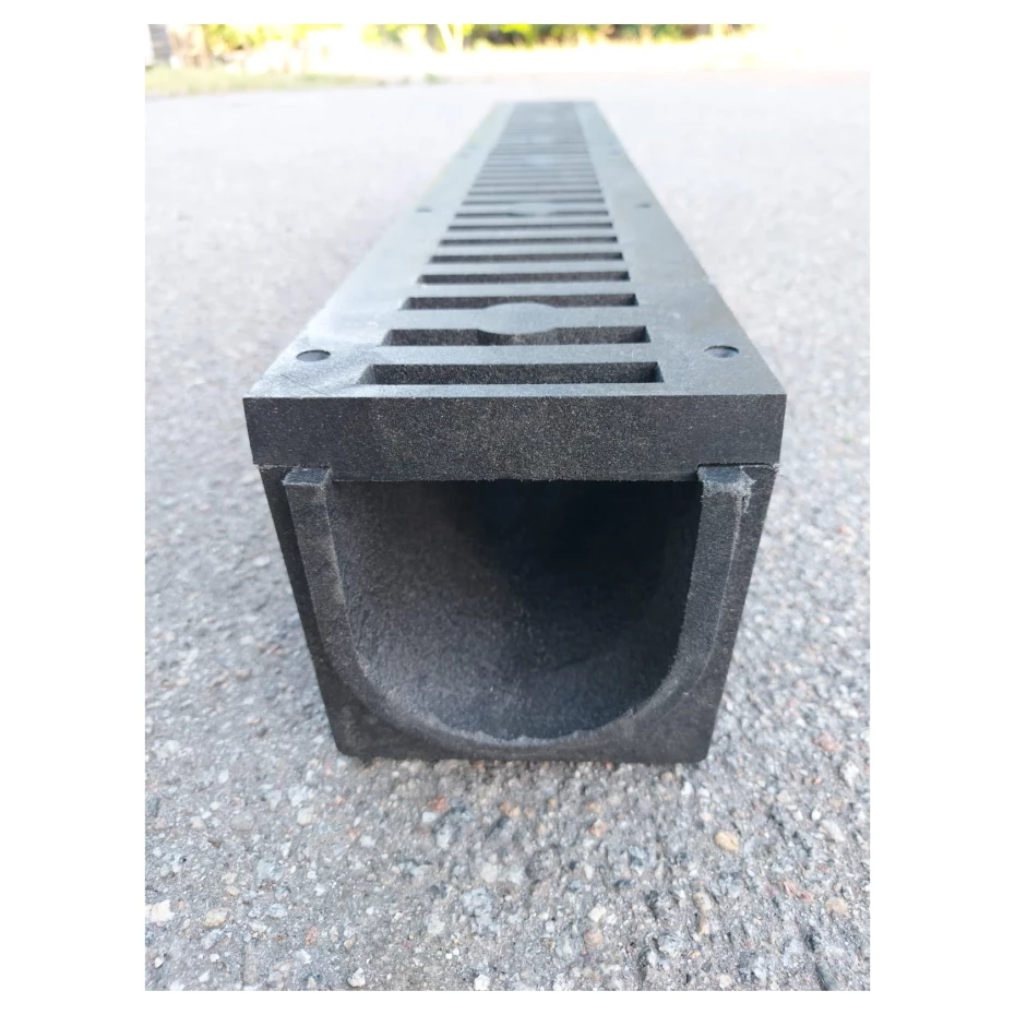 Комплект водовідводу Україна НФ-00000210 глибокий 1000x140x145 мм А15 з чорними решітками (AKD54485) - фото 7