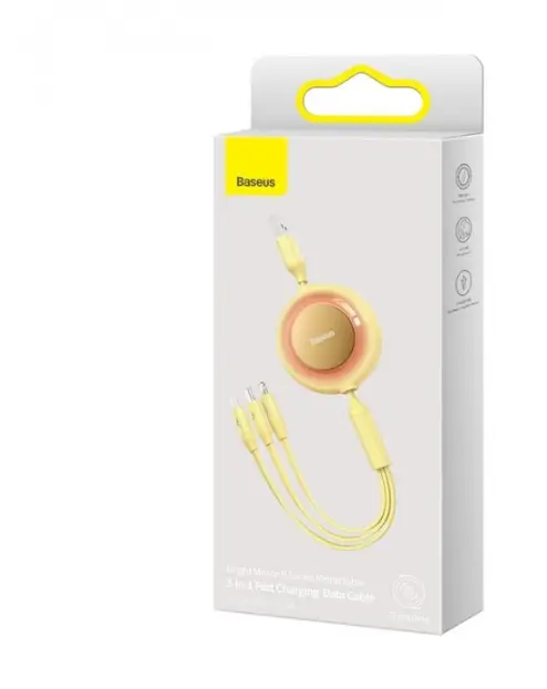 Кабель BASEUS Bright Mirror 2 Series 3в1 Cable USB to MicroUSB/Lightning/Type-C CAMJ010011 3,5A 1,1 м Yellow - фото 5