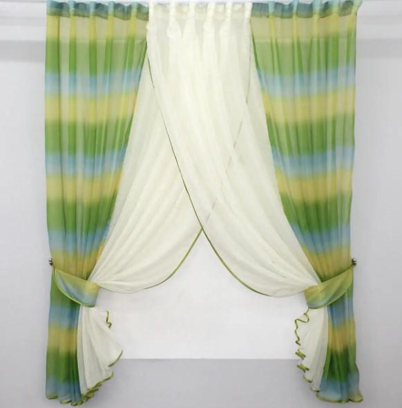 Комплект штор на кухню/балкон 400х170 см Молочный/Разноцветный (111к)