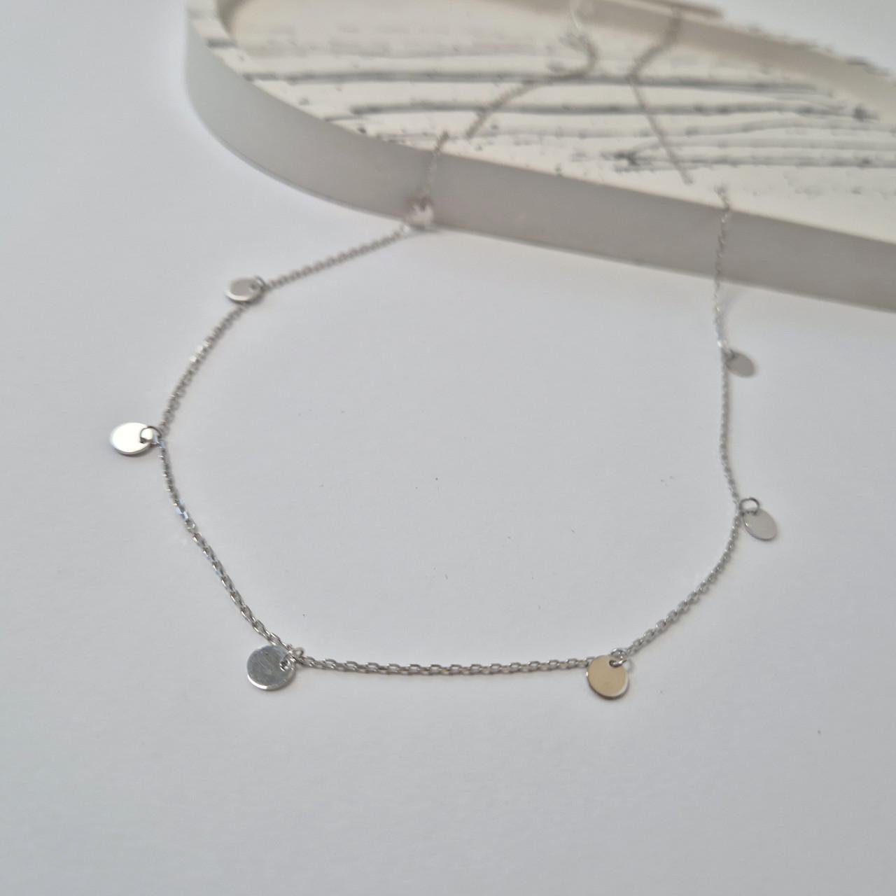 Колье монетки серебро 925 пробы родированное 2,22 г 40-45 см (вс474р)