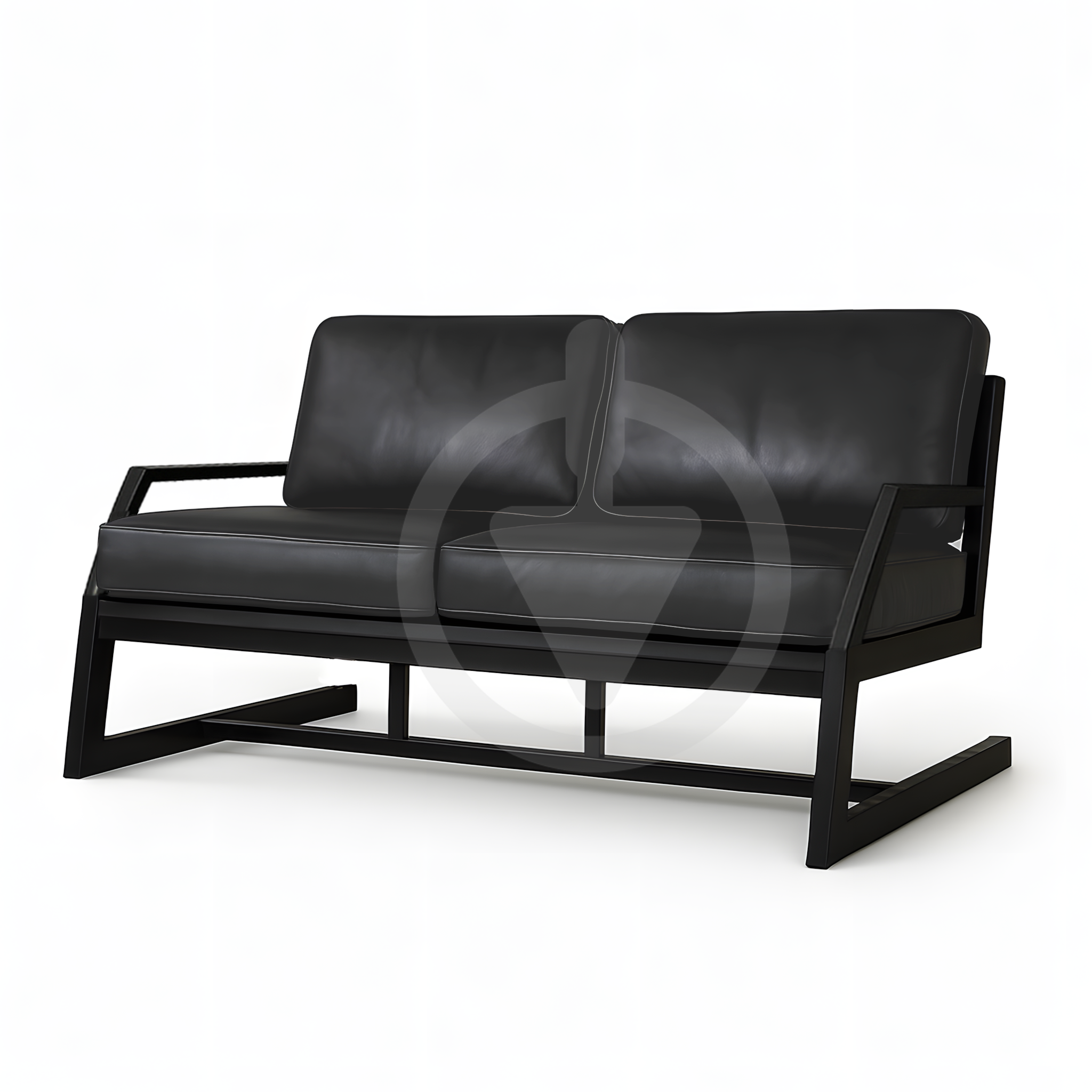 Диван металлический AVVS Атлас с подлокотниками лофт экокожа 156 см Темно-серый - фото 1