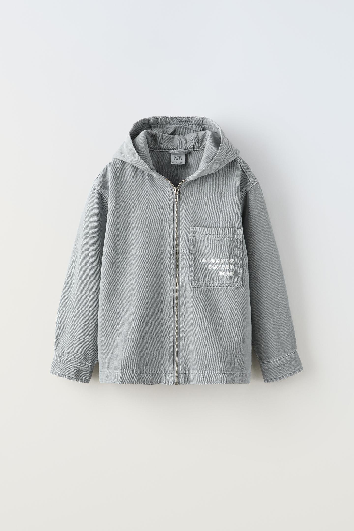Куртка-сорочка для хлопчика Zara на блискавці 164 см Сірий (6987675819)