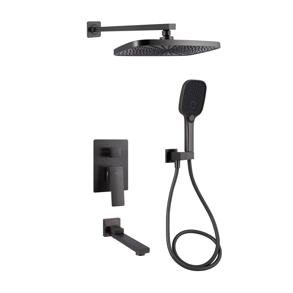 Душевая система универсальная Qtap Gemini скрытого монтажа на три потребителя d 35 мм Графит (SD00051828)