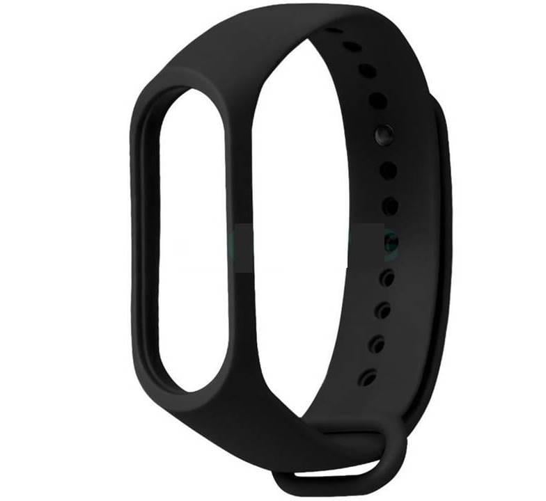 Ремешок для фитнес браслета Xiaomi Mi Smart Band 5 6 7 силиконовый Черный