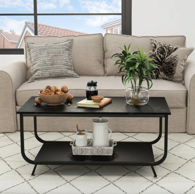 Журнальний стіл Costway Marble двоярусний Чорний (4736) - фото 3 Журнальний стіл Costway Marble двоярусний Чорний (4736) - фото 3