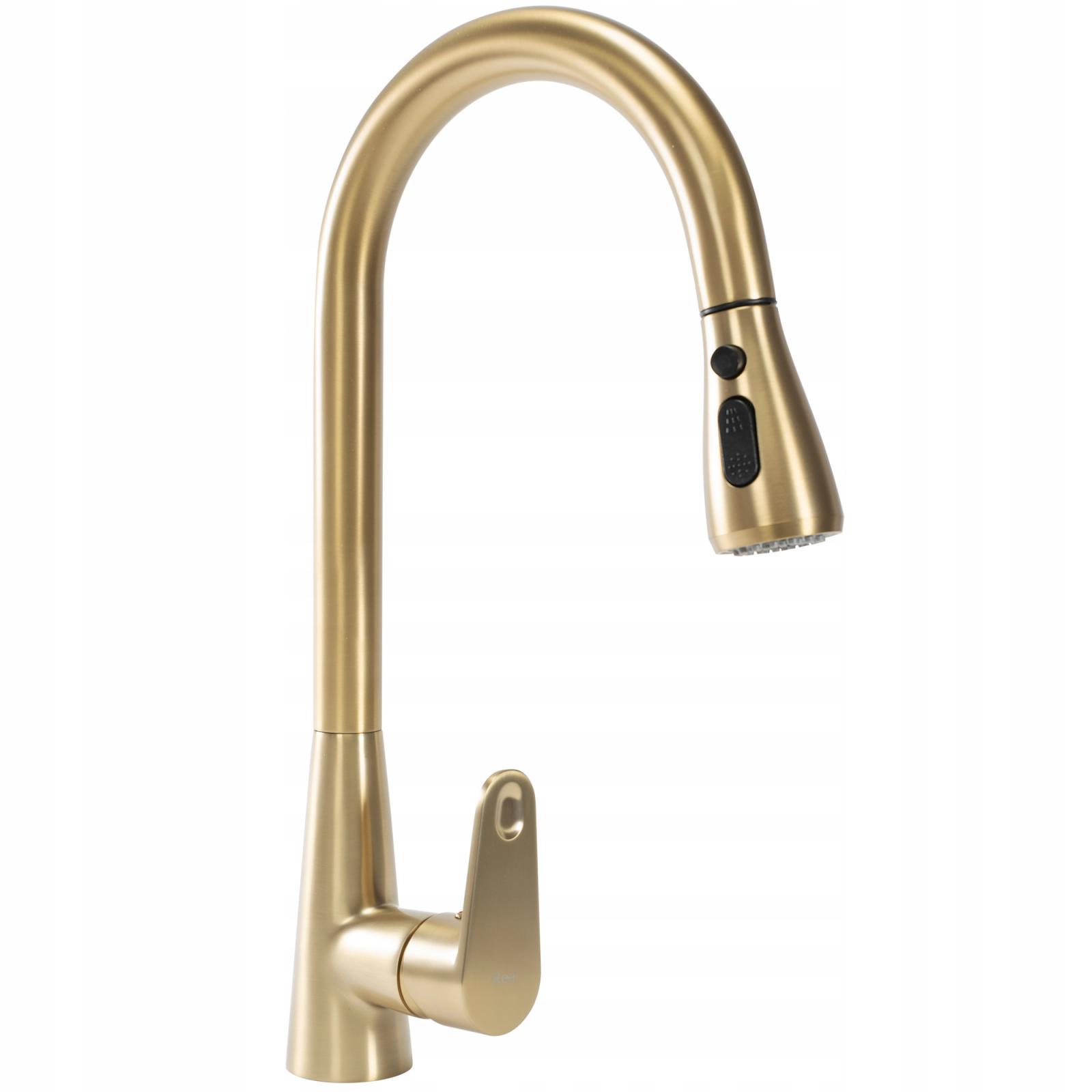 Смеситель для кухни CUBO REA MILD B4803 reac-00000000673 с видвижной лейкой Золотой (165438)